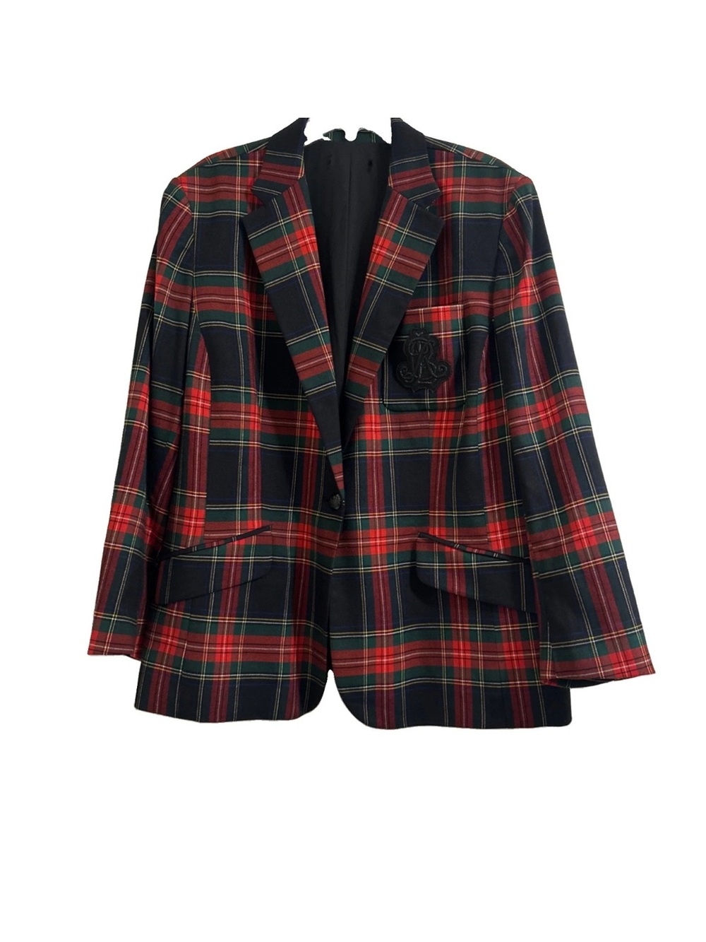 Lauren Ralph Lauren Women’s Tartan Plaid Crest Blazer Approx. 20W NO BRAND TAG